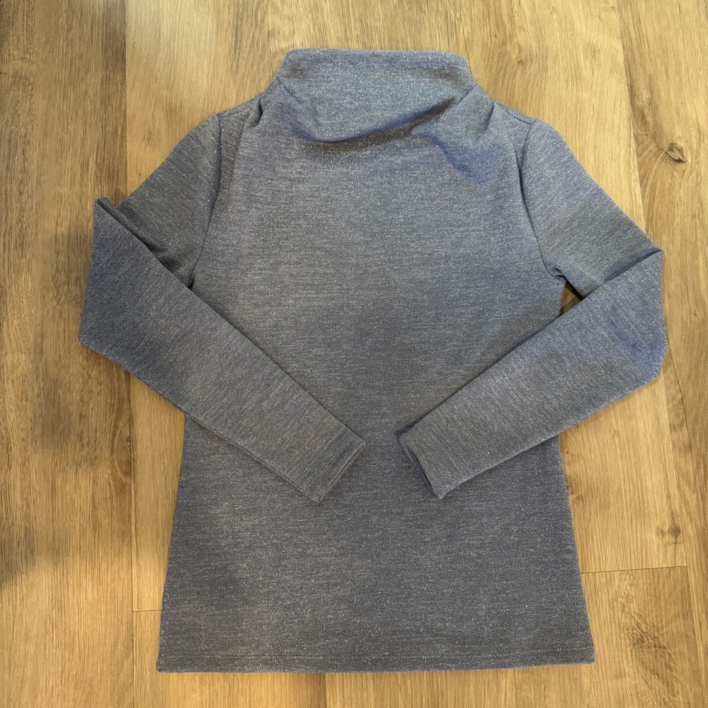 Grey Sparkle Ann Taylor Mockneck Top XXSP